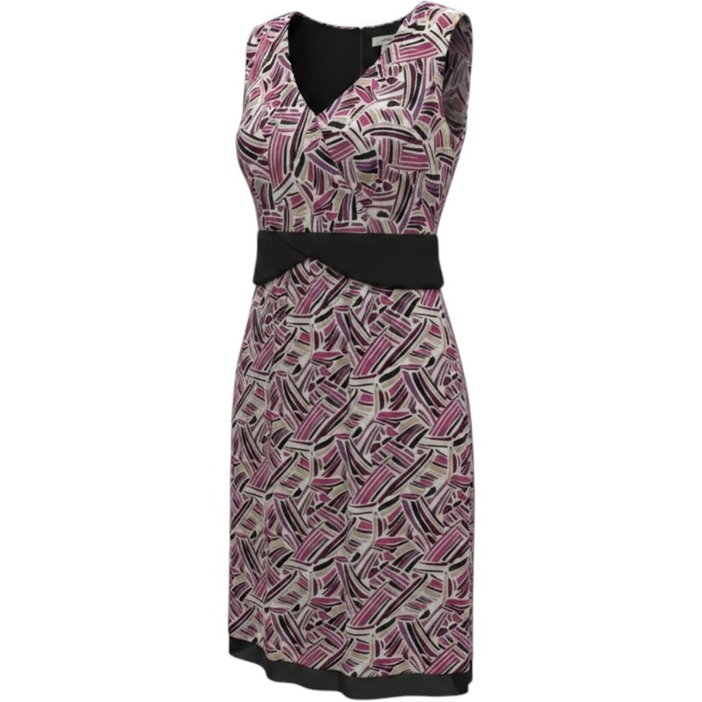Dressbarn Woman colorful Abstract Print Bow Waist V-Neck Midi Dress 20W NWT